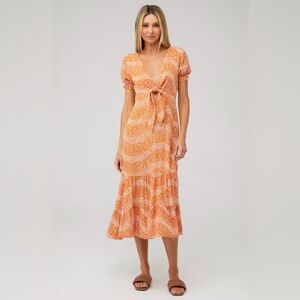 New! Beachgold Danny Tie Front Midi‎ Dress Sz Medium $219
